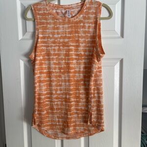 Athleta Orange and White Tie-Dye Tank Top size large women’s